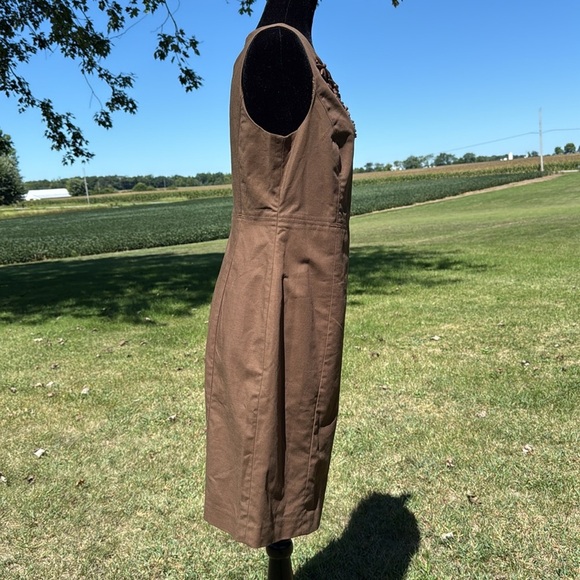 Rafaella Embellished Sleeveless Lined Brown Midi Dress Back Zip Women’s 10 - Picture 2 of 8